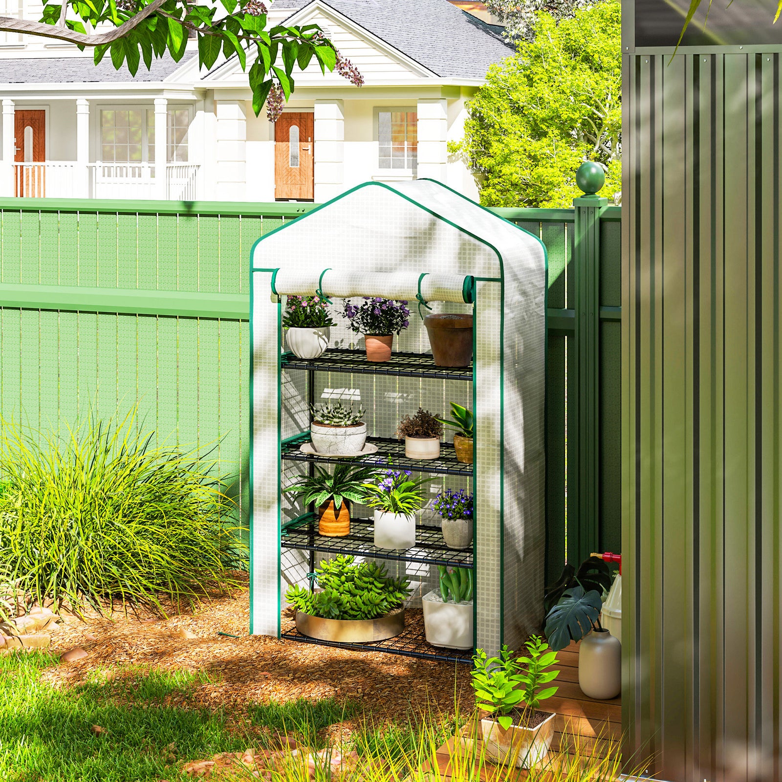 90 X 49 X 160cm Portable Mini Greenhouse With Shelves | White