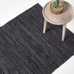 Denver Leather Woven Rug | 150cm x 240cm | Black