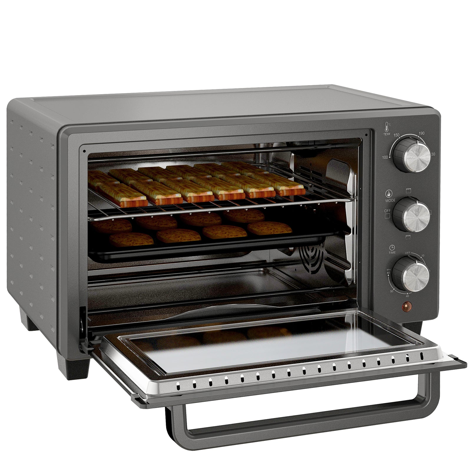 Mini Oven 21l Electric Grill With Adjustable Temp Timer | One Size