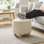 HOMCOM Round Storage Ottoman With Reversible Lid