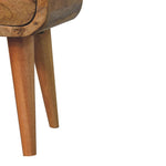 Solid Wood Extra Mini Oak-ish Curved Bedside, 1 Drawer And Open Slot, Beige