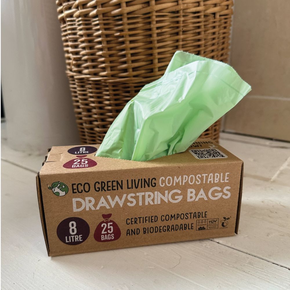 Compostable Drawstring Bin Bags  8 Litre (25 Bags)