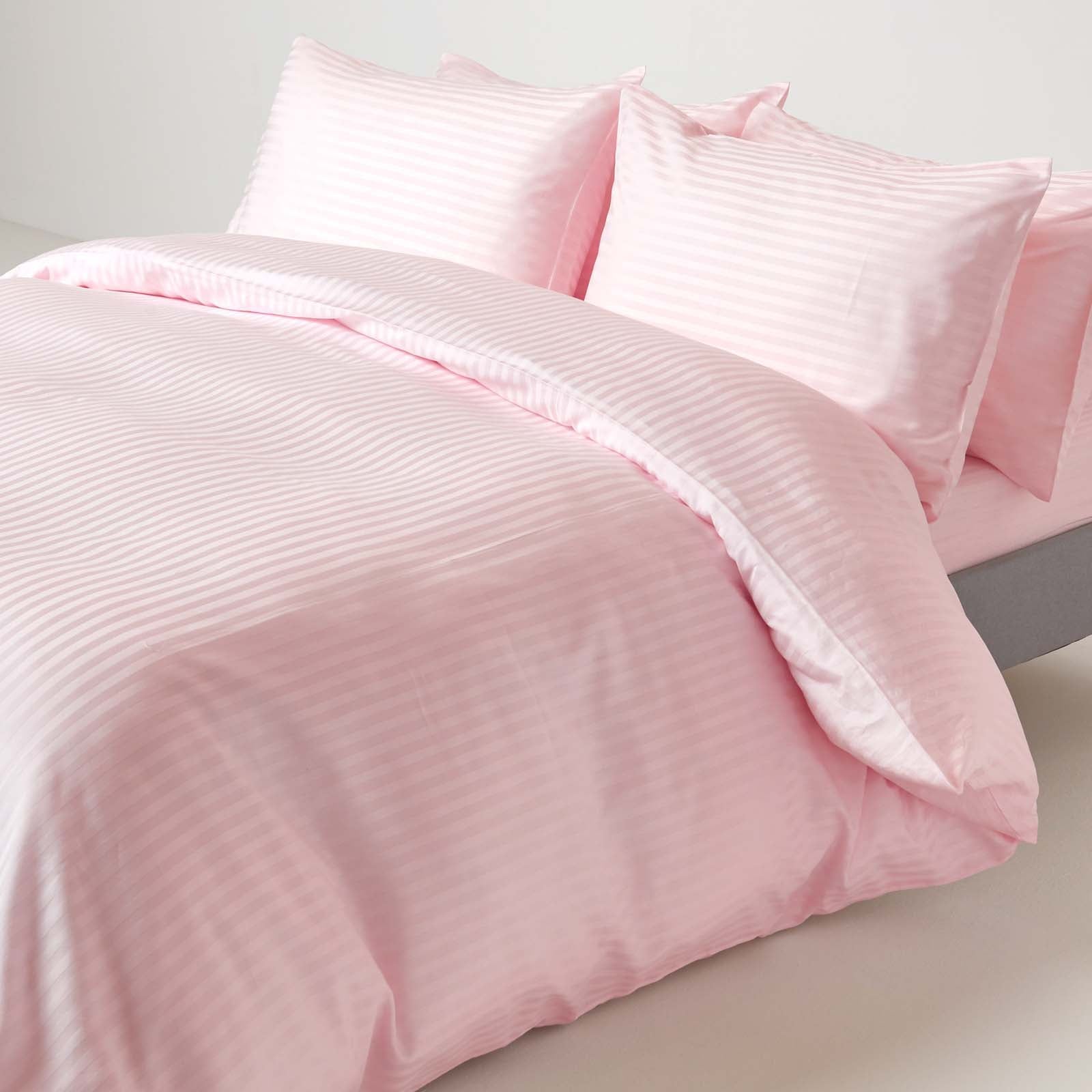 Egyptian Cotton Satin Stripe Fitted Sheet 330 Tc | King | Pink