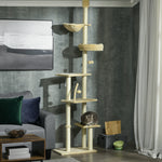 Floor To Ceiling Climbing Cat Tree Tower, 230-250cm Height, Beige