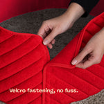 Round Faux Fur Christmas Tree Skirt With Velcro Closure | Red