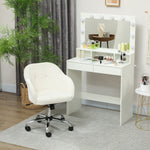 Vanity Chair For Desk, Wheels | Cream