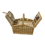 Butterfly Lidded 4 Person Fitted Farmhouse Picnic Wicker Basket