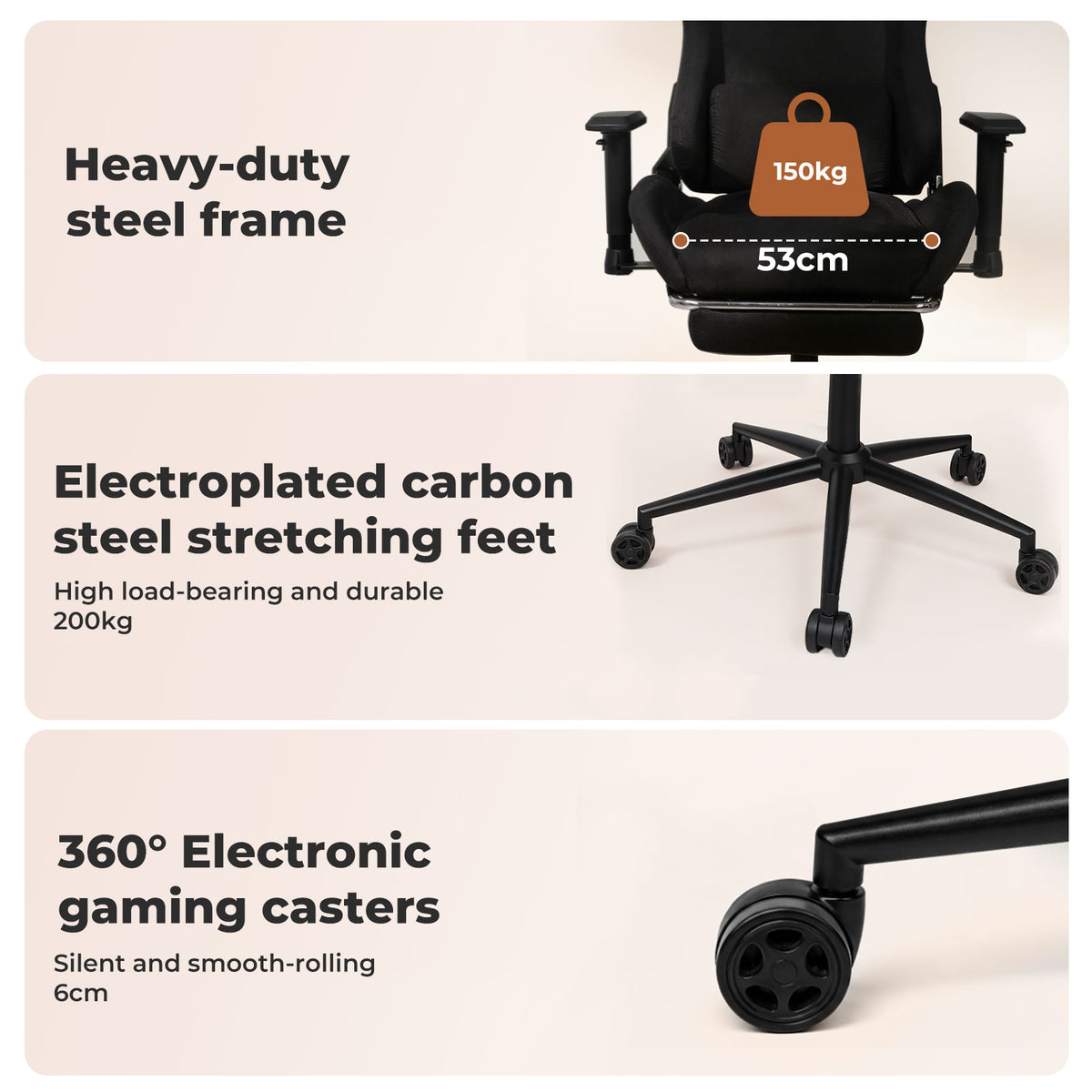 Ergonomic Office Chair 165° Reclining Executive Computer Chair With Spring Seat | Black