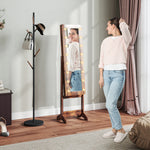 Freestanding Mirror Jewelry Cabinet With Led Lights | Brown