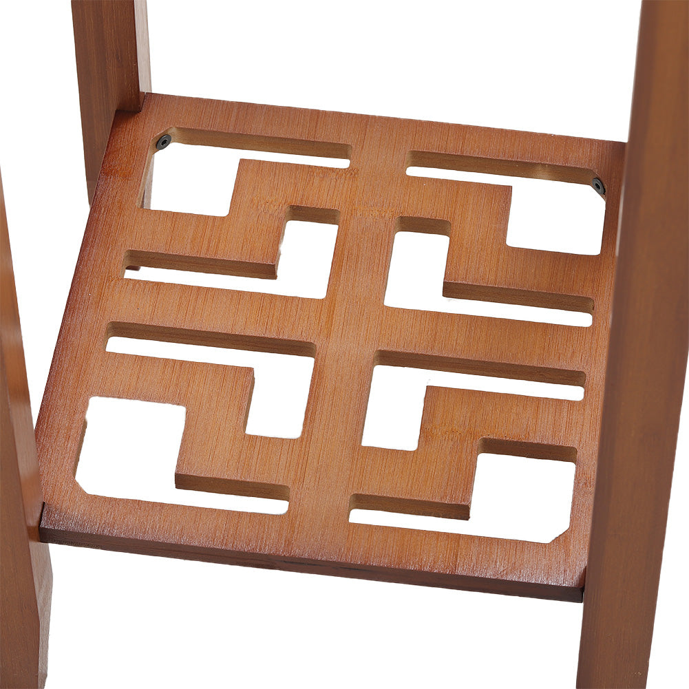 2-tier Bamboo Plant Stand Classic Chinese Style Flower Stand