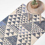 Delphi Geometric Style 100% Cotton Printed Rug | 150cm x 95cm | Grey & White