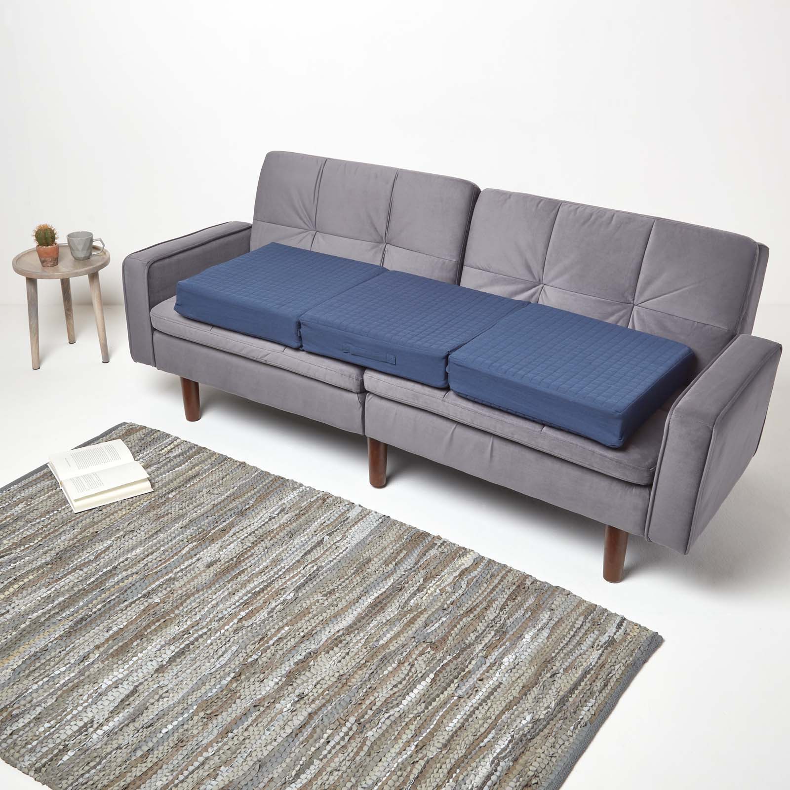 Cotton Orthopaedic Foam 3 Seater Booster Cushion | 50cm x 150cm | Navy Blue