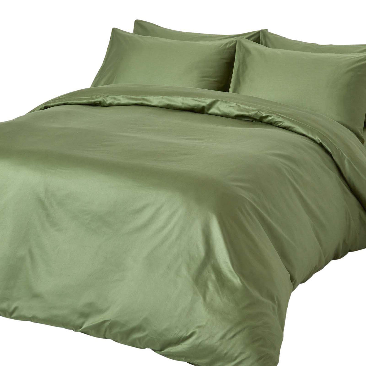 Organic Cotton Duvet Cover Set 400 Tc | Single | Moss Green