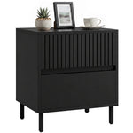 HOMCOM Bedside Cabinet With 2 Drawers, Storage And Steel Legs, Black