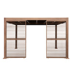 Wood Effect Aluminium Pergola With Blinds, 2 X Side Panels & Led Lights | 4m x 3m | Brown