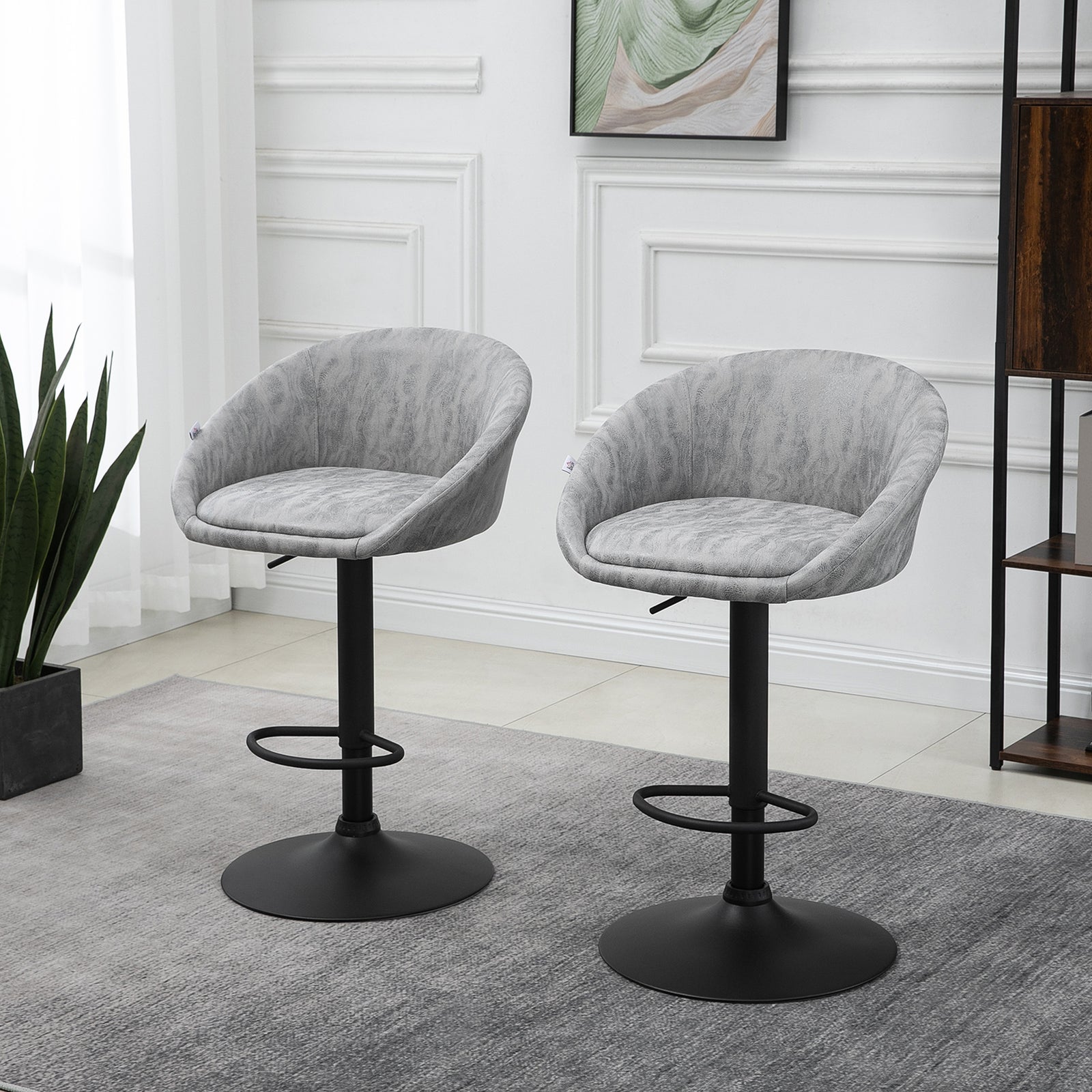 Modern Swivel Bar Stools Adjustable Grey