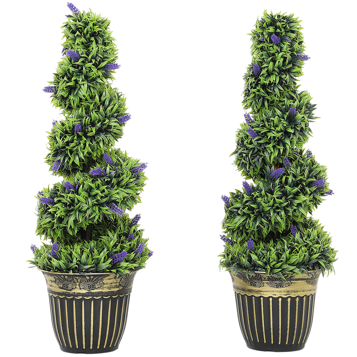 HOMCOM Set Of 2 Decorative Artificial Plants With Lavender And Pot, 90cm