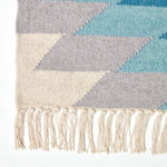 Helsinki Handwoven Geometric Blue Grey And Cream Kilim Wool Rug | 120cm x 180cm | Blue & Grey