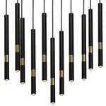 Monza Designer Black Pendant Lamp (11xg9) High Quality Hand Made From Matt Black Alloy With Luxurious Gold Detail