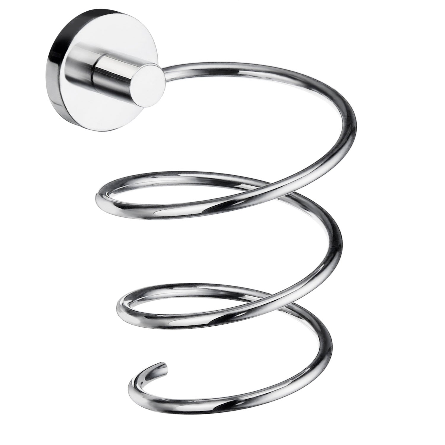 Polished Chrome Hair Dryer Wall Mounted Spiral Holder | Polished Chrome