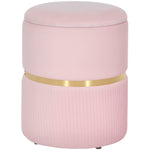 Round Pouffe Storage Footstool With Hidden Space | Pink
