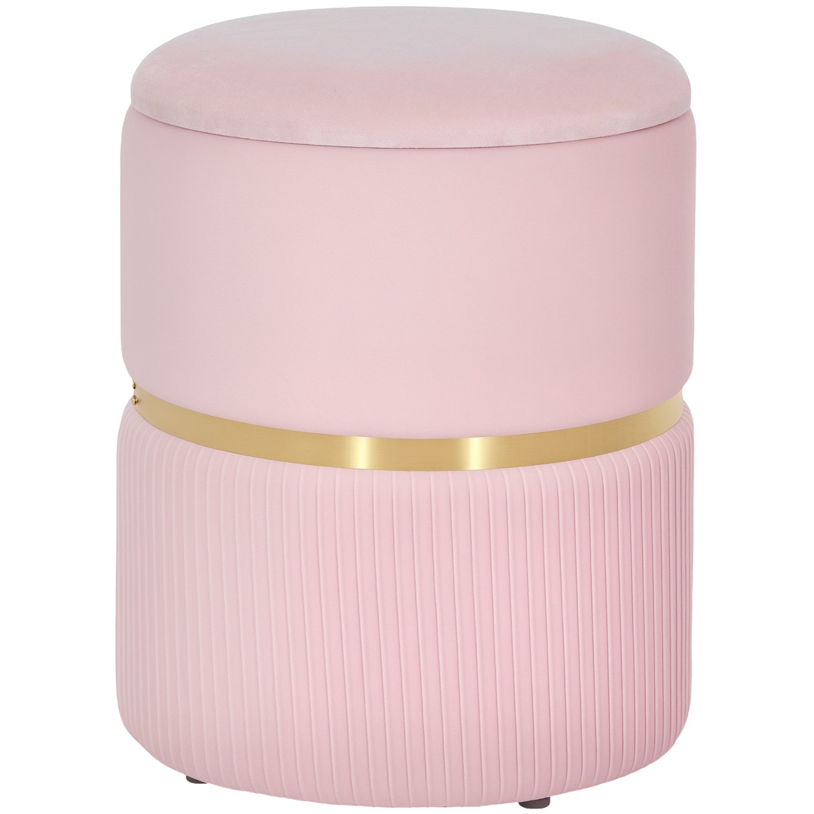 Round Pouffe Storage Footstool With Hidden Space | Pink