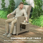 Rattan Garden Recliner Chair With Flip Table | Brown