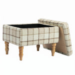Linen Fabric Upholstered Footstool With Removable Top | Brown