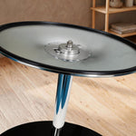 Round Bar Table, Dining Table With Tempered Glass Top And Steel Frame | L | Black