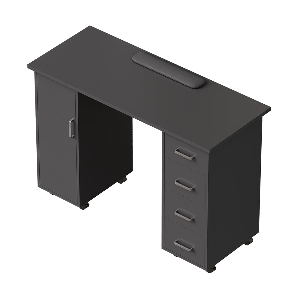 Mobile Manicure Table With 1 Cabinet And 4 Drawers | Black