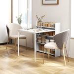 Folding Dining Table, Kitchen Table With Shelves | White