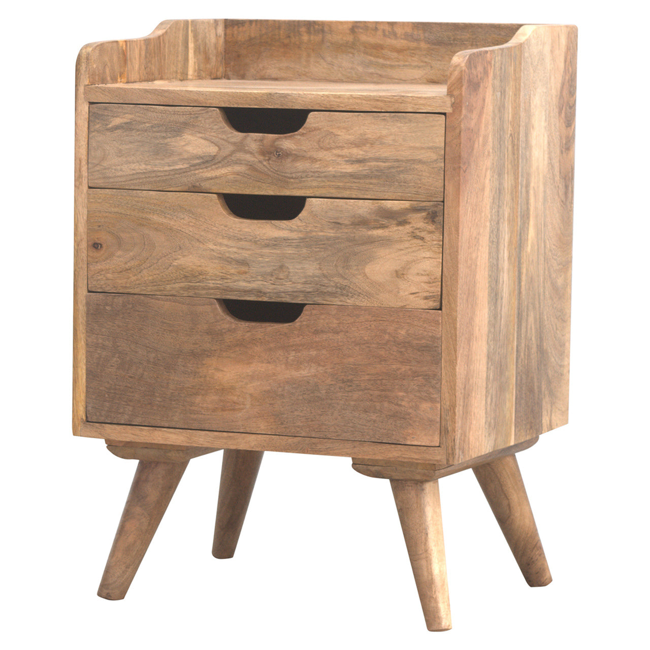Solid Wood 3 Drawer Gallery Bedside