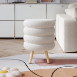 Teddy Fleece Upholstered Footstool With Wooden Legs