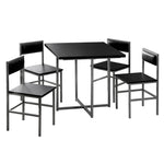 Greenhurst 4 Seater Compact Dining Set Black With Silver Frame, Space Saving