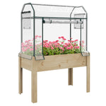 Wood Planter With Greenhouse Cover & Bed Liner