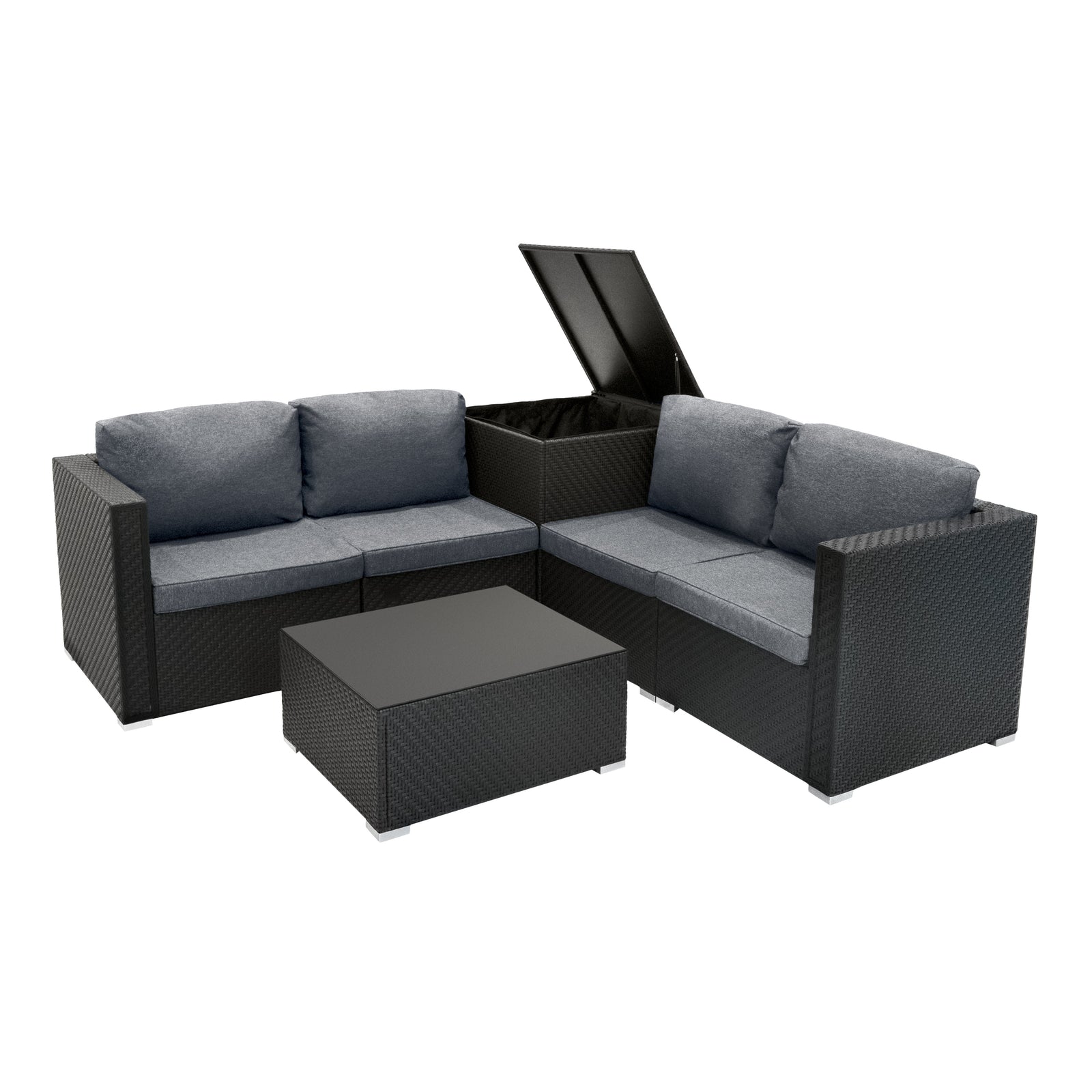 Rattan Modular 6 Piece Furniture Set | Black