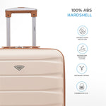 56x45x25cm Hard Cabin Suitcase - Lightweight 2-Wheel ABS Carry On Hand Luggage | Cabin | Cream