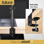 Futura Futura Dual Vertical Monitor Stand 13 To 32 Inch Height Adjustable Clamp Mount Supports 8kg Each
