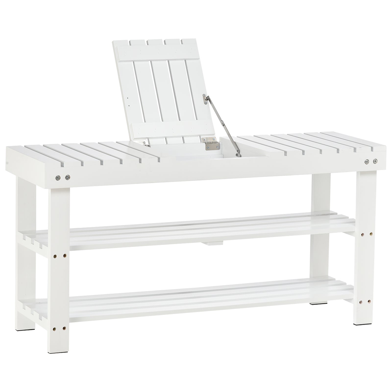 3-tier Open Shoe Rack Hidden Storage Wood Frame