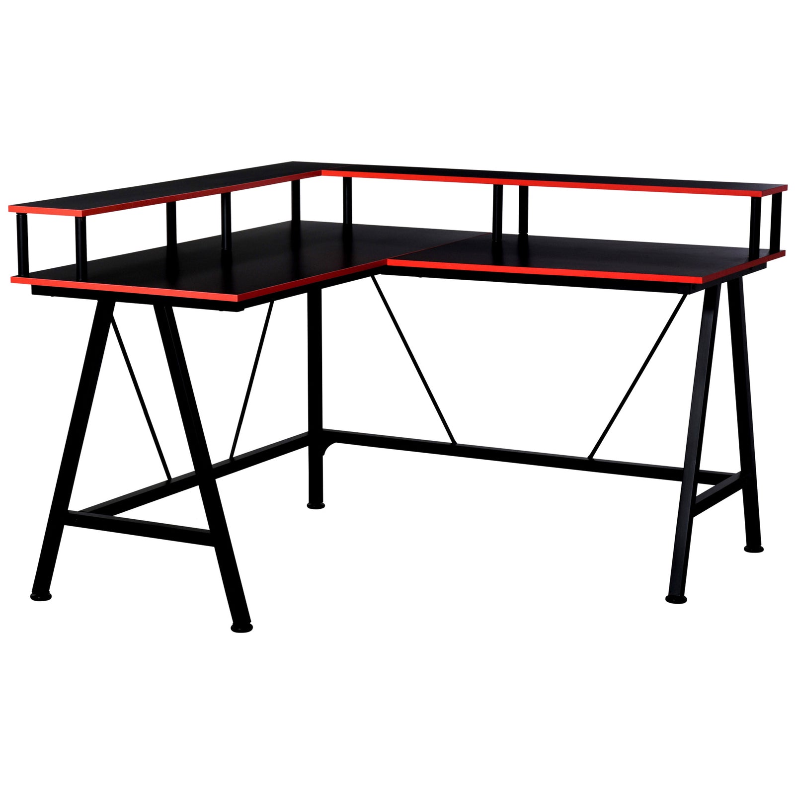 L-shape Gaming Corner Desk W/ Monitor Shelf
