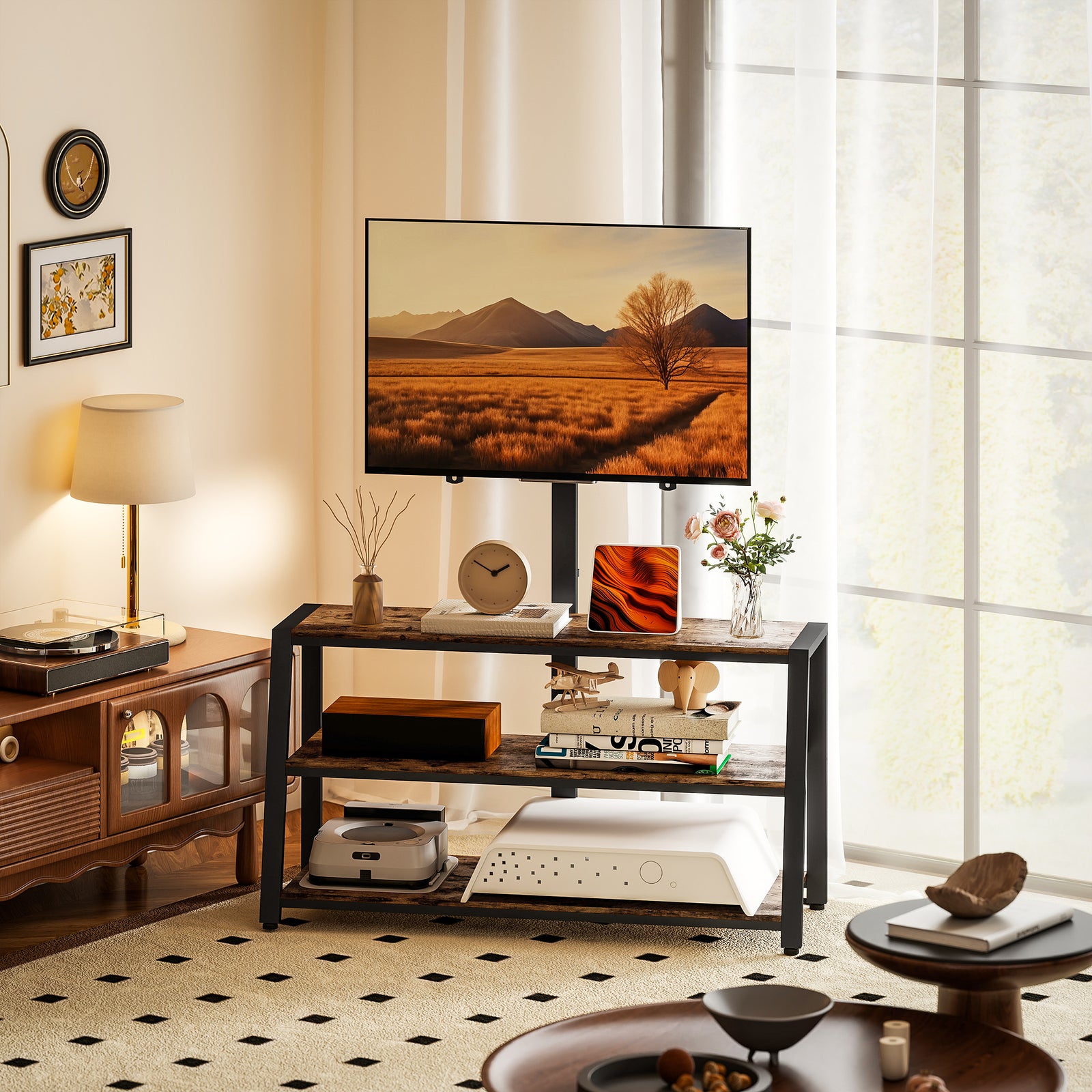 HOMCOM Tv Stand Cabinet With Swivel Bracket For 32 - 70 Inch Tvs