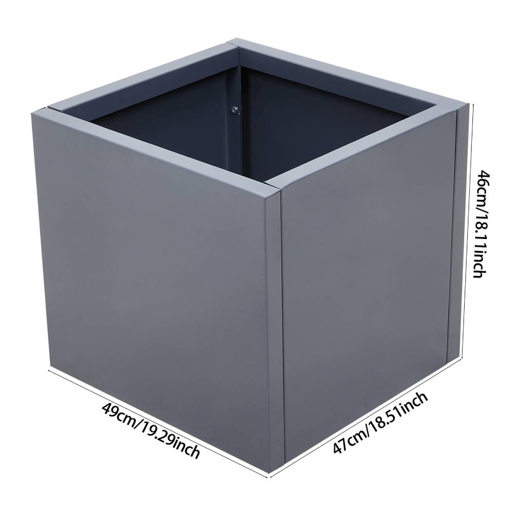 Zinc Galvanized Steel Planter Box With Drainage Hole –square Raised Planter Box Outdoor Balcony Garden Trough Pot | Large | Anthracite Grey