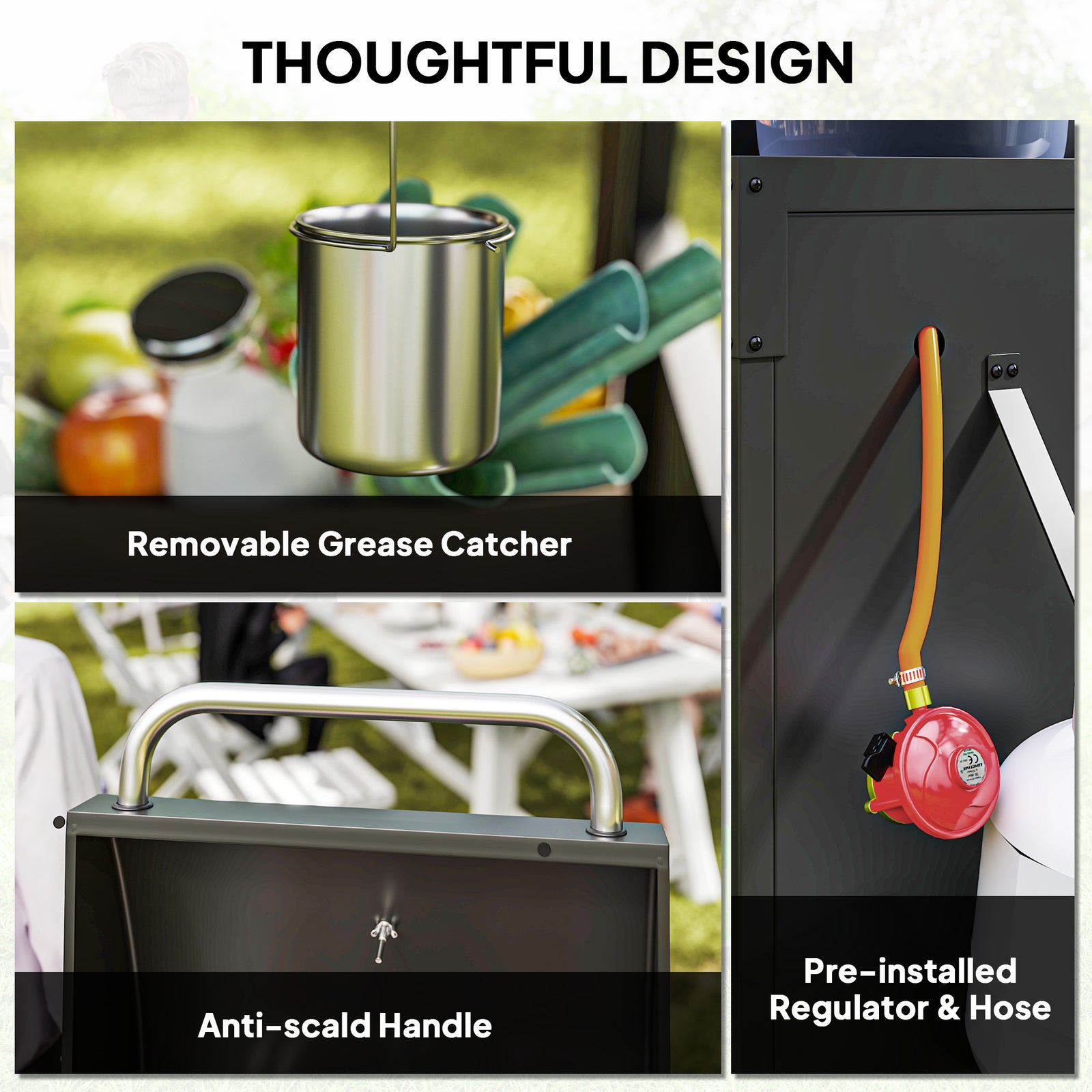 Outsunny 3+1 Burner Gas Bbq With Cabinet