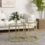 2 Pcs Modern Coffee Table With Tempered Glass Side Tables | Clear