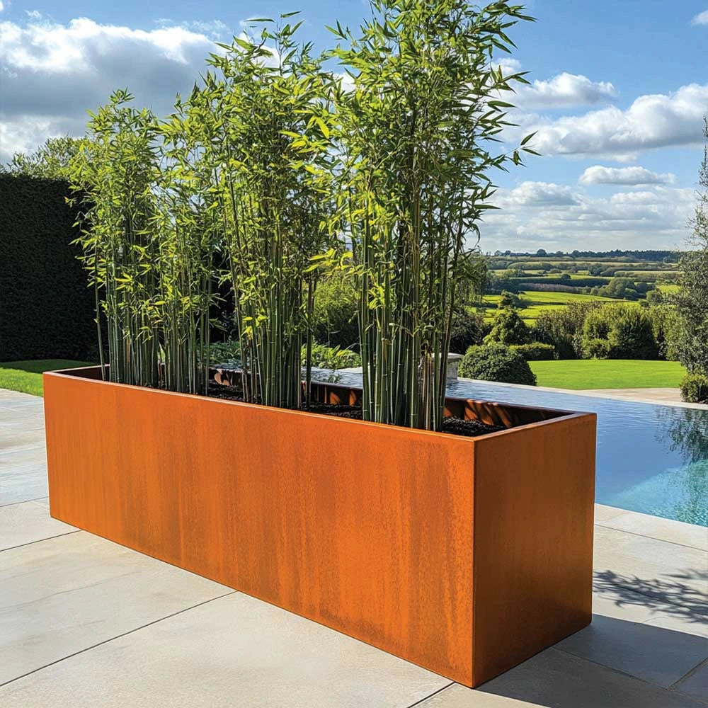 Corten Steel Trough Planter - Pre-rusted | 200cm x 50cm x 50cm | Brown