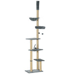 Floor To Ceiling Climbing Cat Tree Tower, 230-250cm Height, Grey