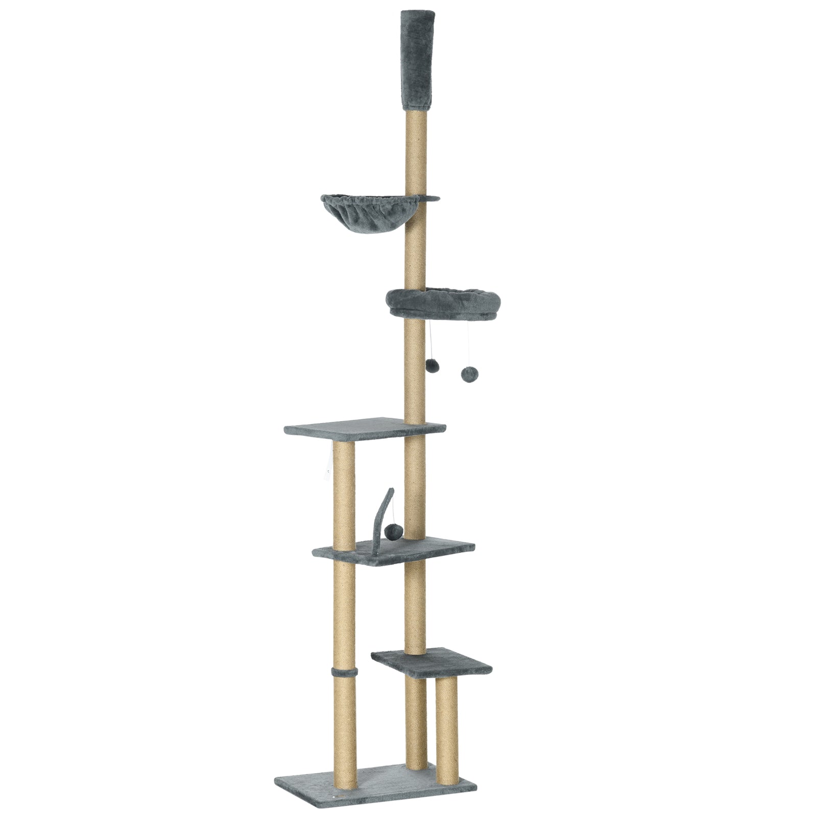 Floor To Ceiling Climbing Cat Tree Tower, 230-250cm Height, Grey