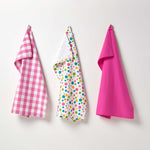 Multi Colour Polka Dot Cotton Tea Towels Set Of Three | 50cm x 75cm | Multi Colour