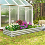 Galvanised Metal Raised Garden Bed Planter Box Silver