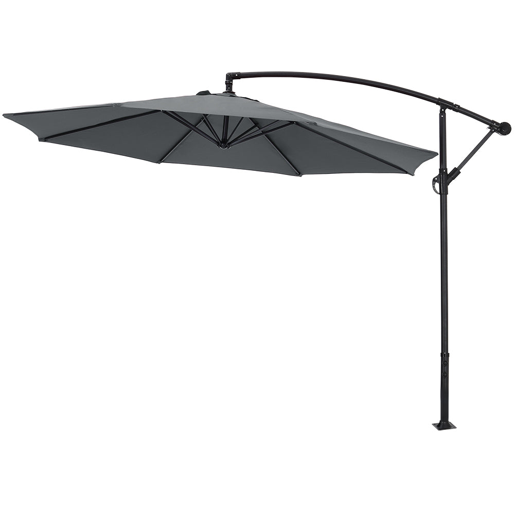3m Cantilever Garden Parasol With Crank Handle | One Size | Grey